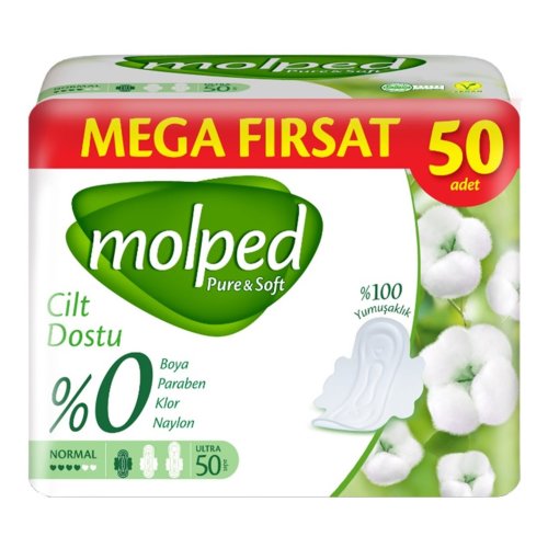 Molped Pure Soft Hijyenik Ped Mega Fırsat Paketi (Gece+Normal+Uzun) 124 Adet